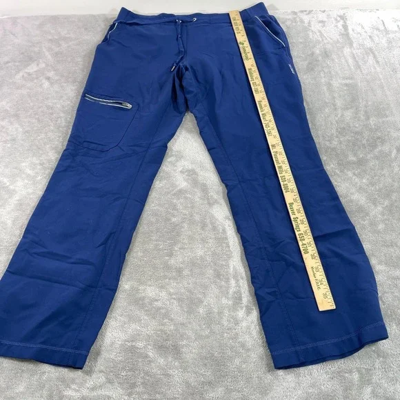 Healing Hands HH360 Scrub Pants Women Large Blue Cargo Drawstring Yoga Waist - Picture 2 of 11